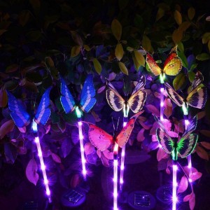 Multi-color Schimbarea LED-ului Grădină Solar Lumini Fibră Optic Fluture Lumini decorative Grădină Solar Lumini