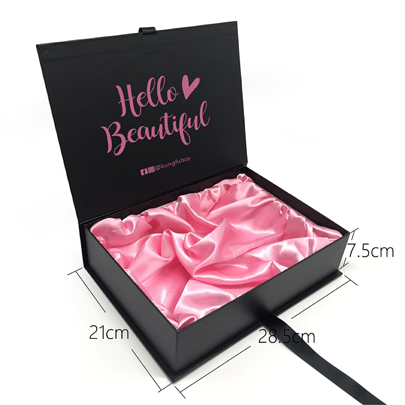 Făcile de păr Ambalaje Pungi de extensie cu Satin Wave Wave Cutie de depozitare cadou cu închidere cu panglică pentru accesorii peruci