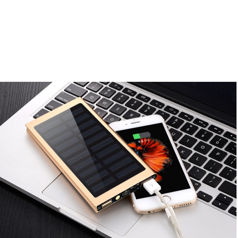 Personalizați logo Ultra subțire portabil Încărcător extern extern Dual USB impermeabil Solar Bank 20000mah