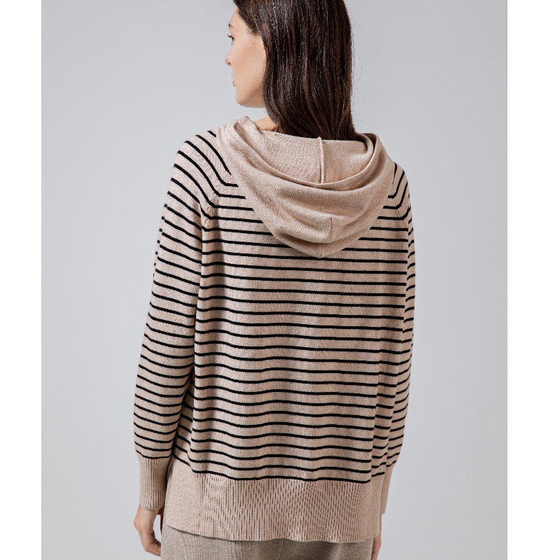 Trend la modă Simplu petrecere a timpului liber Joker Foundation Knit Hoodie Struiped Single 68060#