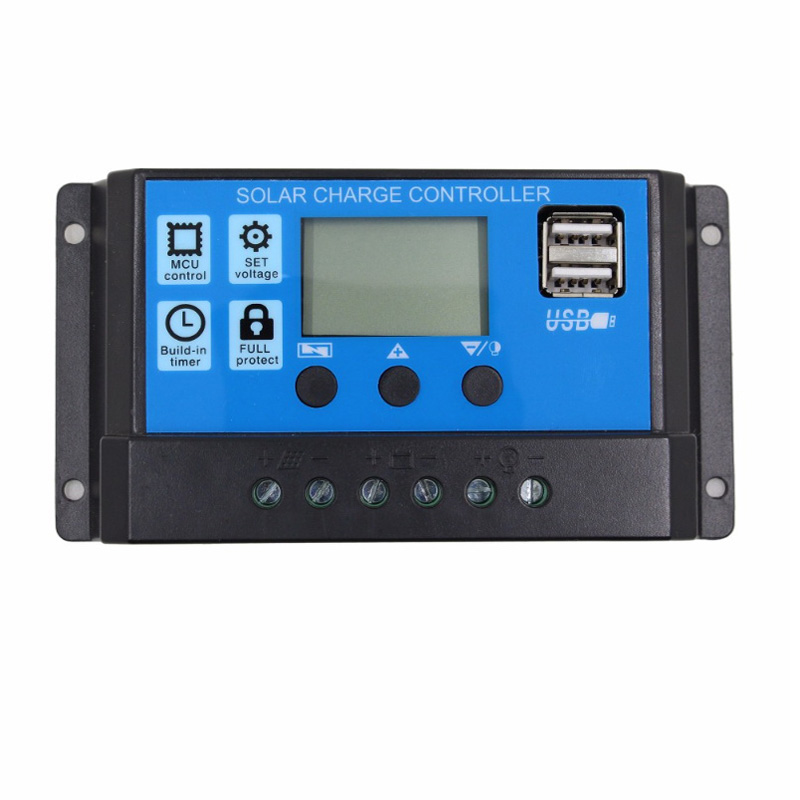 PWM Controler de încărcare solară 60A 50A 40A 30A 20A 10A 12V 24V Încărcătorul bateriei LCD Dual USB Regulator de panou solar Max 50V PV Intrare