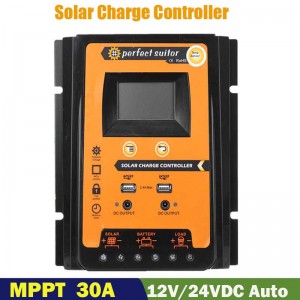 PWM 30A 12V 24VDC Solar Regulator Regulator Regulator Panou solar cu afișaj LCD de ieșire USB Dual USB