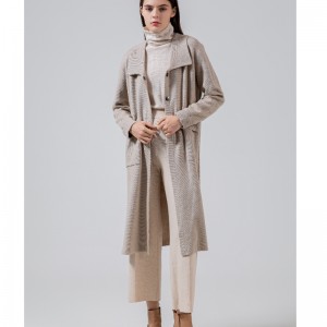 Modă Casual Knit Long Cardigan cu lână Lopels 69035#