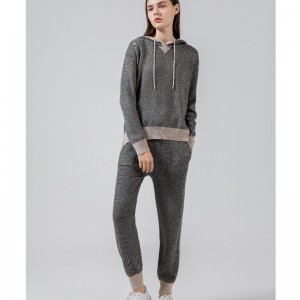 Modă Casual Style Sports Sweater de tricot cu două bucăți Hoodie Set 69053#