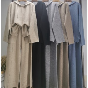 Modă Casual Simplu Lână Pulover cu două bucăți Hoodie Set 69056#