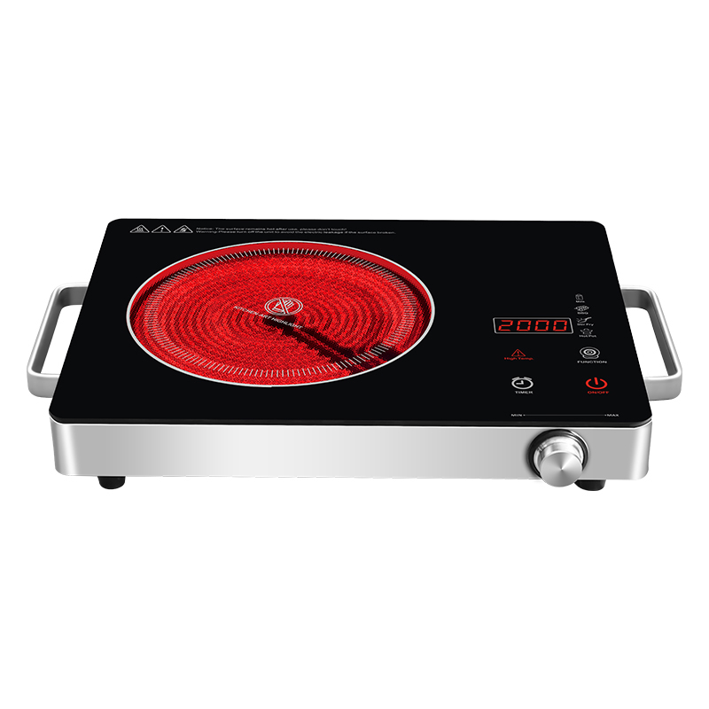 A13A Plate electrice portabile, 1200W cu infraroșu cu infraroșu cu infraroșu pentru bucatarie Camping RV Birou, Placi de sticla ceramica