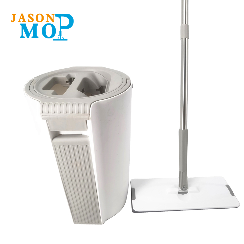 Pole din oțel inoxidabil Mâner detașabil Magic Spălare Mop Squeeze de apă Flat Mop cu găleată