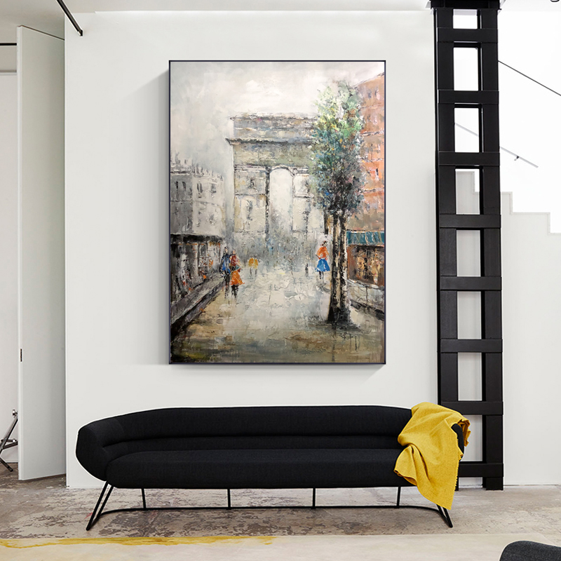 Produsnou vopsit manual stilul modern de perete Eiffel Peisaj de decorare ulei pictura
