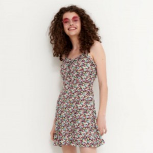 Floral Print Viscom Dress Mini Lungime