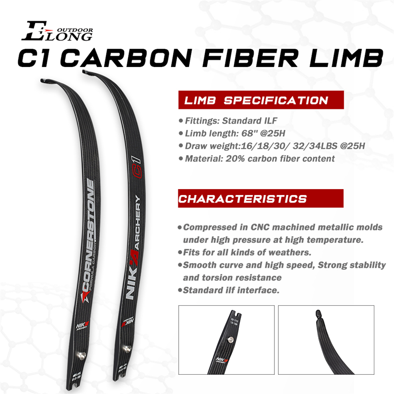 270085 C1 Nika Tir cu arcul Fibră de carbon Recurve Bow Limba pentru tir cu arcul
