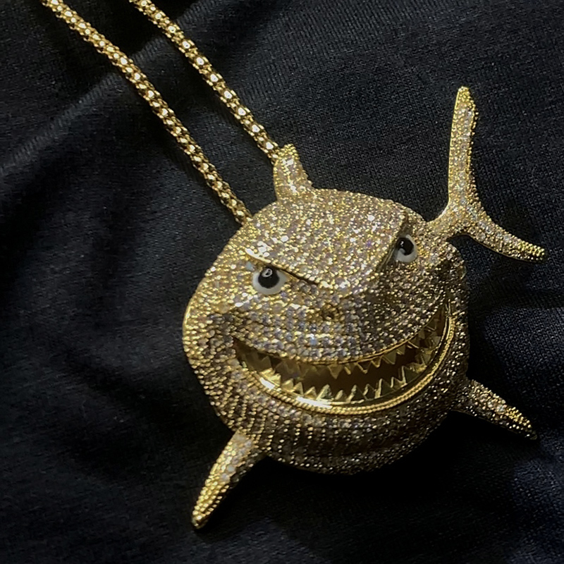 Hip Hop Personalitate Zircon Shark Pandantiv