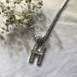 Lady Creative Metal Letter Colier Pandantiv Diamond
