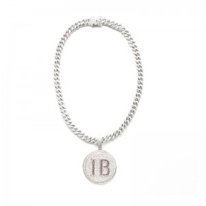 Litere rotundă la modă Pandantiv cu diamant cu lanț