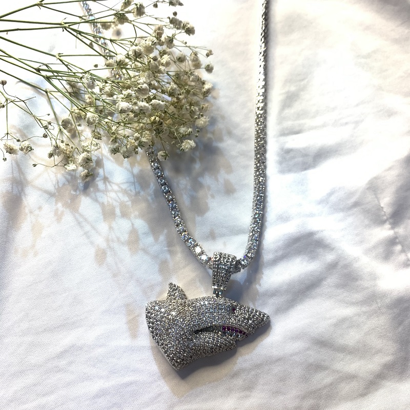 Hot de vânzare de moda de lux bijuterii cu diamante rechin hip hop colier