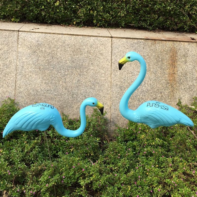 Simulare plastic albastru flamingo păsări grădinărit de animale Decorațiuni în aer liber