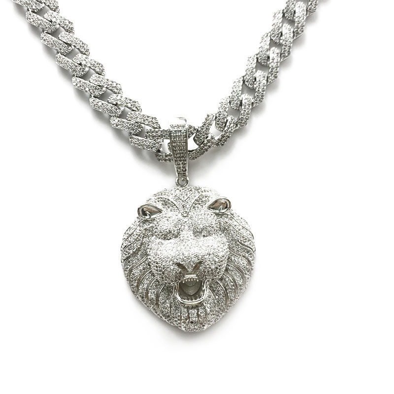 Real Părți personalizate Personalizate Hip Hip Hip Hop Pandantiv Lion cu colier cubanez lanț