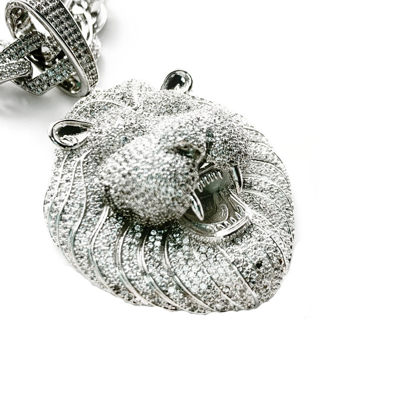 Real Părți personalizate Personalizate Hip Hip Hip Hop Pandantiv Lion cu colier cubanez lanț