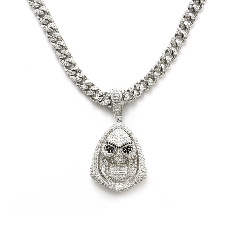 Noul cap de demon de zircon Hip-Hop-incrustat arată ca un colier de diamante