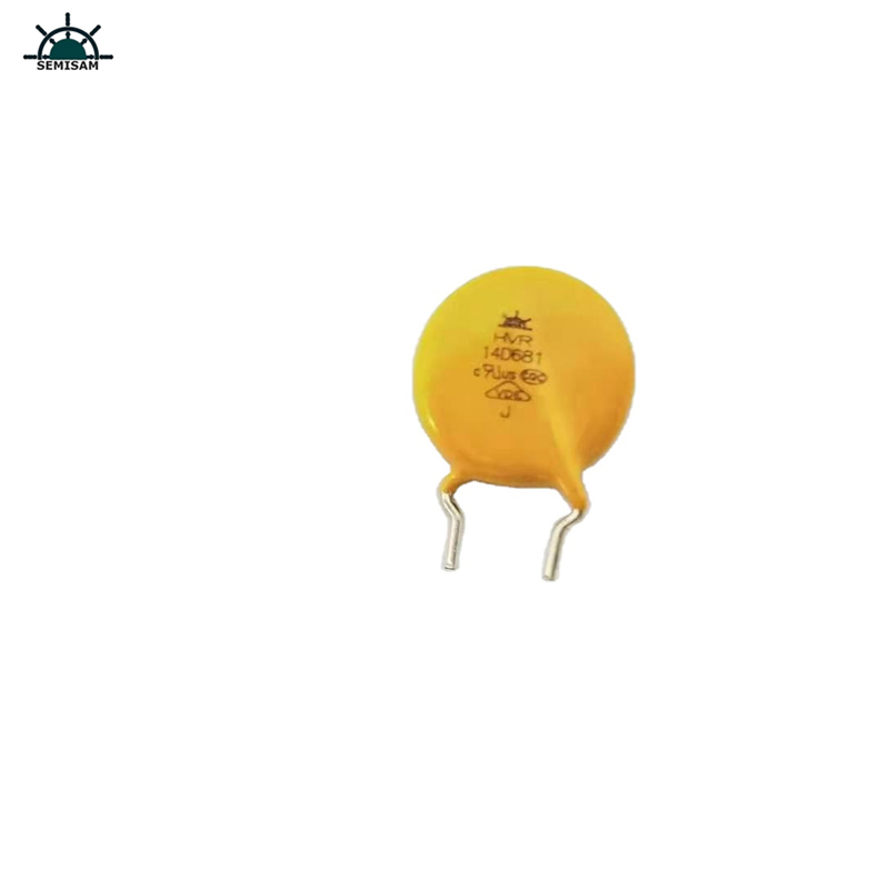 Odm OEM China Dispozitiv de protecție împotriva supratensiunii Dispozitiv de protecție galben diametrul de rășină epoxidică 14mm 14D681 Rezistor de varistor de oxid de zinc