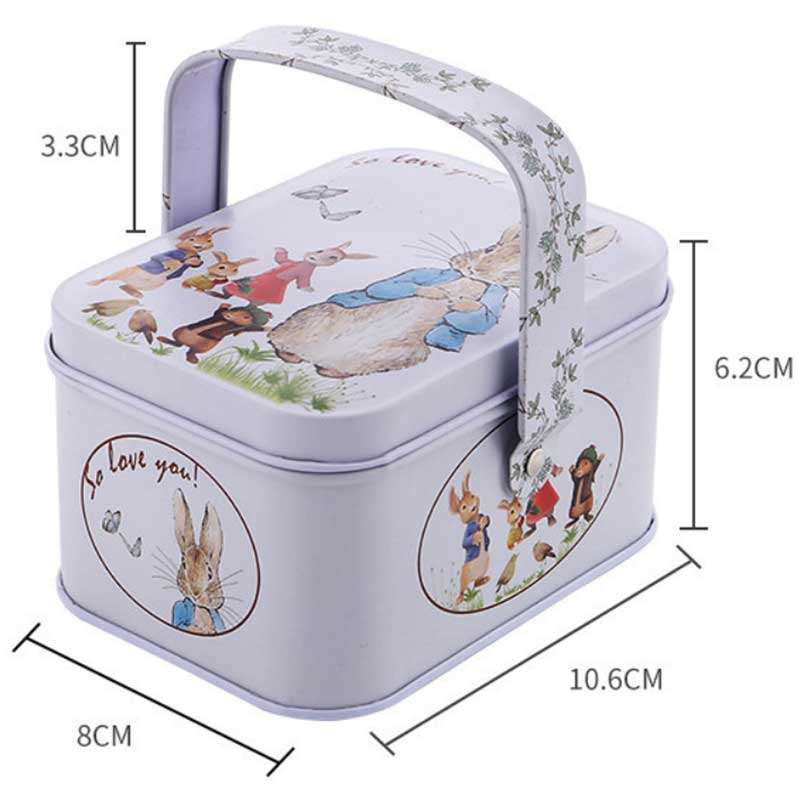 Food Grad Candy Tin Box Small Tin Tin cu mâner108 * 80 * 60mm