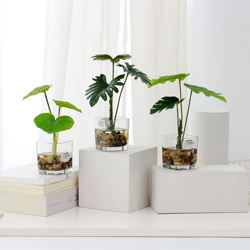 Planta artificială în stare de imitație cu obiecte de sticlă