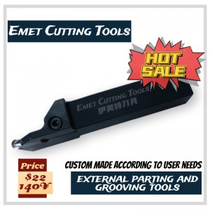 Instrumente de tăiere EMET, Instrumente de cotitură externe, Instrumente externe de despărțire și grooving, în special pentru prelucrarea roților, utilizând ISCAR GIDA80-40 INSERT, GHGR/L2525-8, GHGR/L2525-6