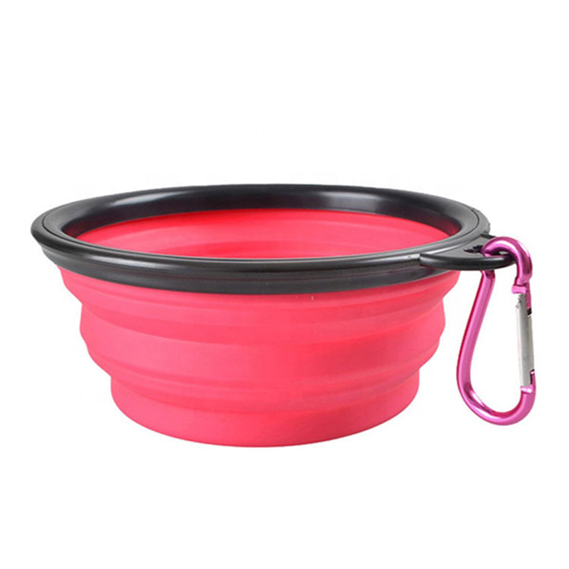 Silicon Bowl de câine pliabil cu carabină, boluri de apă pentru câini de pisici