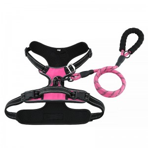 Vest personalizat de câine reflectorizantnailon mare cataramă de cataramă reversibilă cu lesa