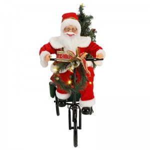 45cm Santa Claus Sitting on Tricycle Lighting Crăciun Decorațiuni Figurină Colecția Fabric de vacanță Festivalul personalizat