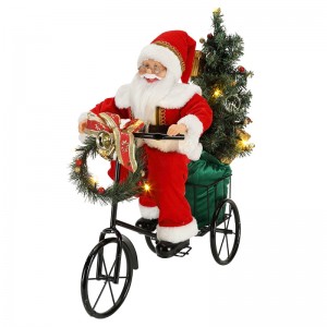 45cm Santa Claus Sitting on Tricycle Lighting Crăciun Decorațiuni Figurină Colecția Fabric de vacanță Festivalul personalizat