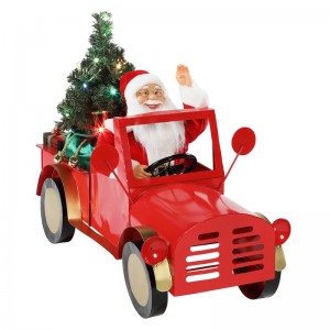160cm animat muzical Santa Claus așezat pe camion Crăciun Ornaments Colecție Decorare de vacanță Figurină Adaptor AC