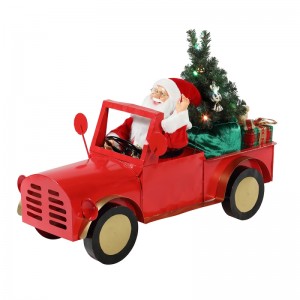 160cm animat muzical Santa Claus așezat pe camion Crăciun Ornaments Colecție Decorare de vacanță Figurină Adaptor AC