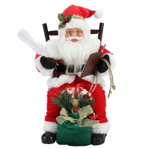 45cm Santa Claus Sitting pe scaun Scrierea și citirea cărților de decorare Figurină Colecția Fabric de vacanță Festivalul personalizat