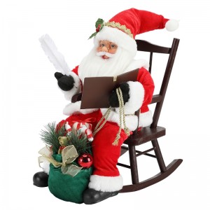 45cm Santa Claus Sitting pe scaun Scrierea și citirea cărților de decorare Figurină Colecția Fabric de vacanță Festivalul personalizat
