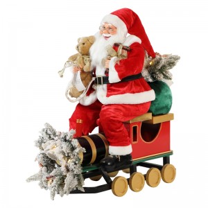 60/90cm Crăciun tren Santa Claus cu iluminare ornament de decorare Festivalul de vacanță figurine colecție tradiționale Xmas