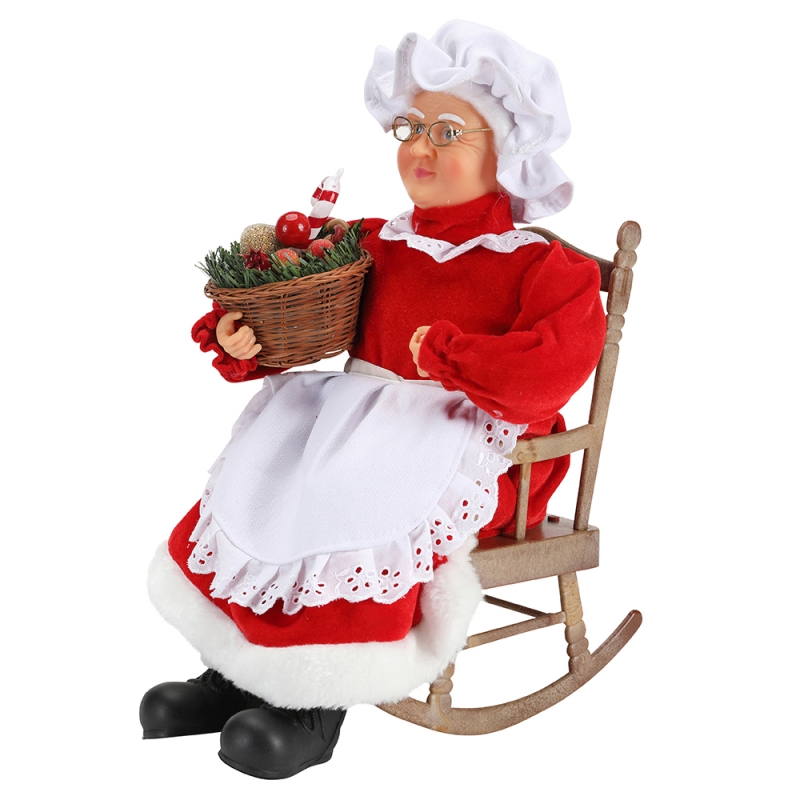 45cm animat Santa Femei ședinței pe scaun Muzica electrică Mutare de Crăciun decorare Figurină Doll Fabric Festival de vacanță
