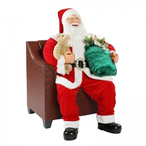 100cm Crăciun animat canapea Santa Claus cu decorare ornament muzical de iluminat Colecția tradițională de vacanță