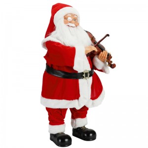 80cm animat animat de iluminat de iluminat muzical Santa Claus cu decorare ornament de vioară Colecția de figurine de vacanță tradiționale