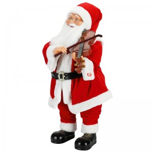 80cm animat animat de iluminat de iluminat muzical Santa Claus cu decorare ornament de vioară Colecția de figurine de vacanță tradiționale