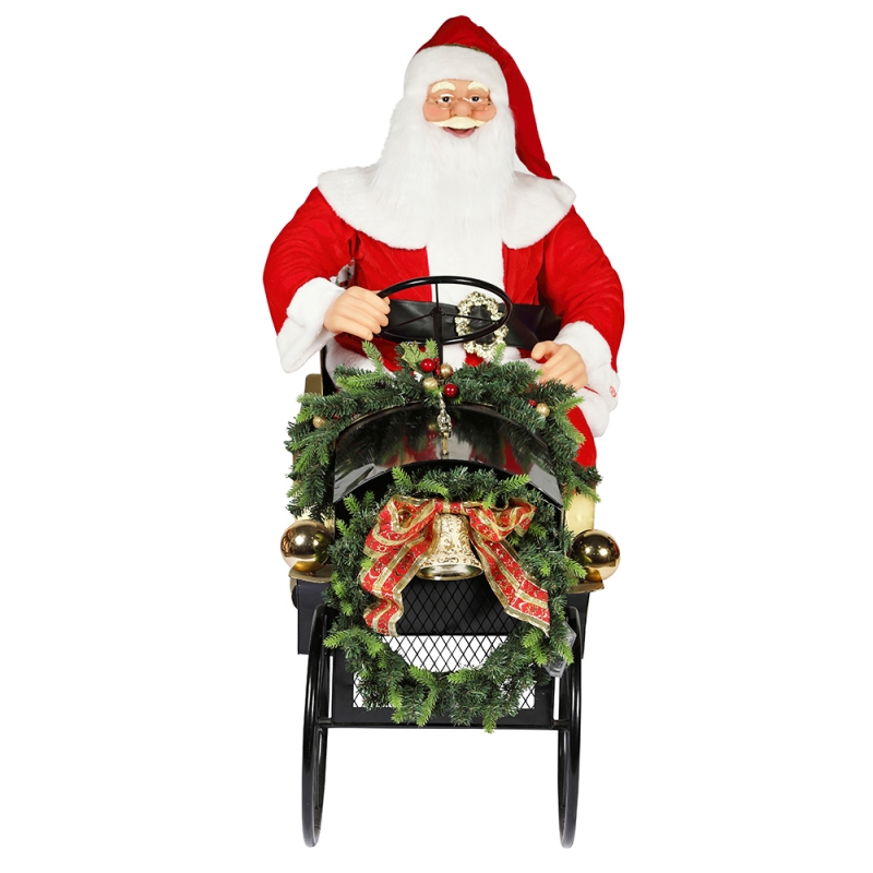 150cm Sleigh Sleigh Santa Claus cu ornament de iluminat Crăciun decor Colecția tradițională de vacanță