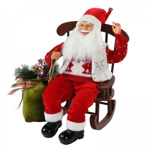 55cm Scaun Animat Santa Claus cu lumina Crăciun ornament Figurină Decorare Xmas Dolls Colecție de vacanță Acasă Cadouri