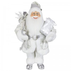 Noble 45cm Decorațiuni de Crăciun în picioare Santa Claus în Argint Xmas Tree Ornaments furnizează figurina de vacanță tradițională
