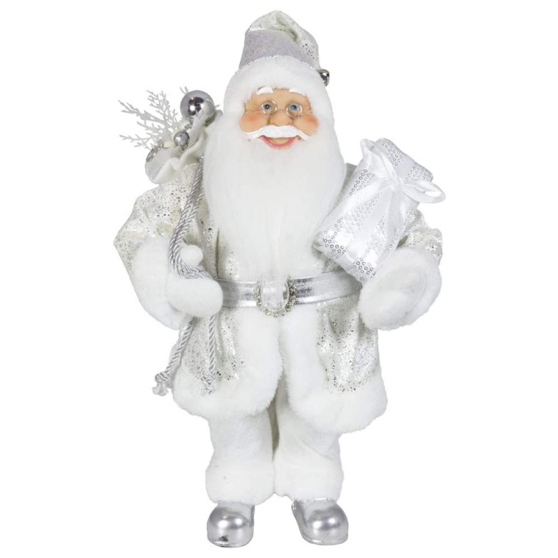 Noble 45cm Decorațiuni de Crăciun în picioare Santa Claus în Argint Xmas Tree Ornaments furnizează figurina de vacanță tradițională