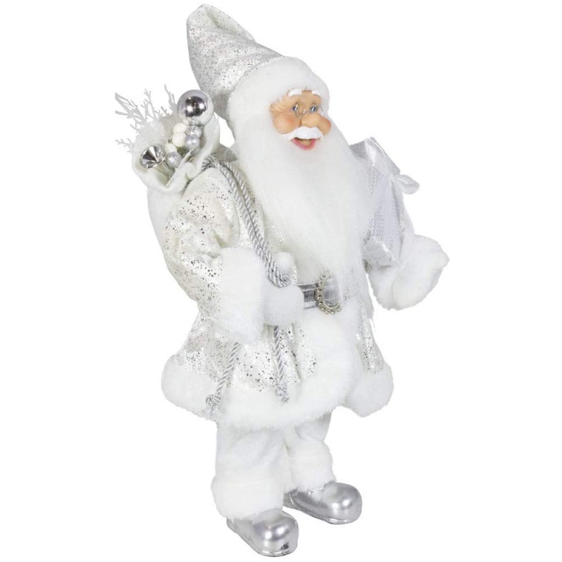 Noble 45cm Decorațiuni de Crăciun în picioare Santa Claus în Argint Xmas Tree Ornaments furnizează figurina de vacanță tradițională