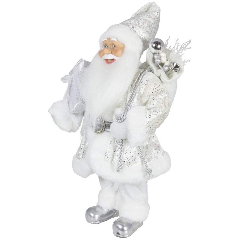 Noble 45cm Decorațiuni de Crăciun în picioare Santa Claus în Argint Xmas Tree Ornaments furnizează figurina de vacanță tradițională