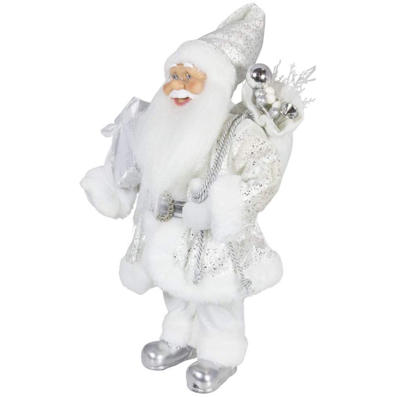 Noble 45cm Decorațiuni de Crăciun în picioare Santa Claus în Argint Xmas Tree Ornaments furnizează figurina de vacanță tradițională
