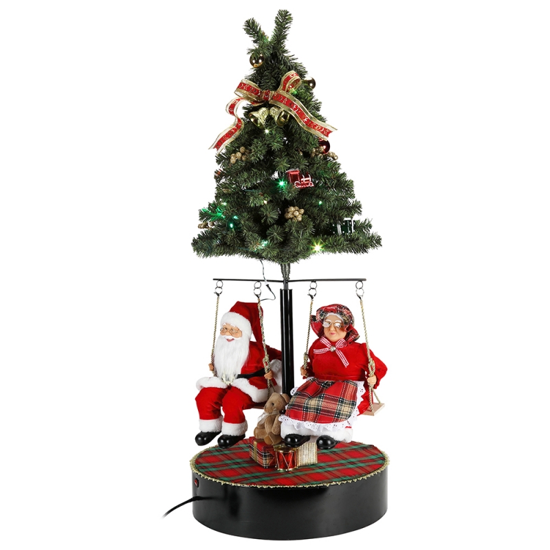 120cm Crăciun Rotiți copacul Santa Claus cu ornament muzical Festivalul de decorare Figurină de vacanță tradiționale