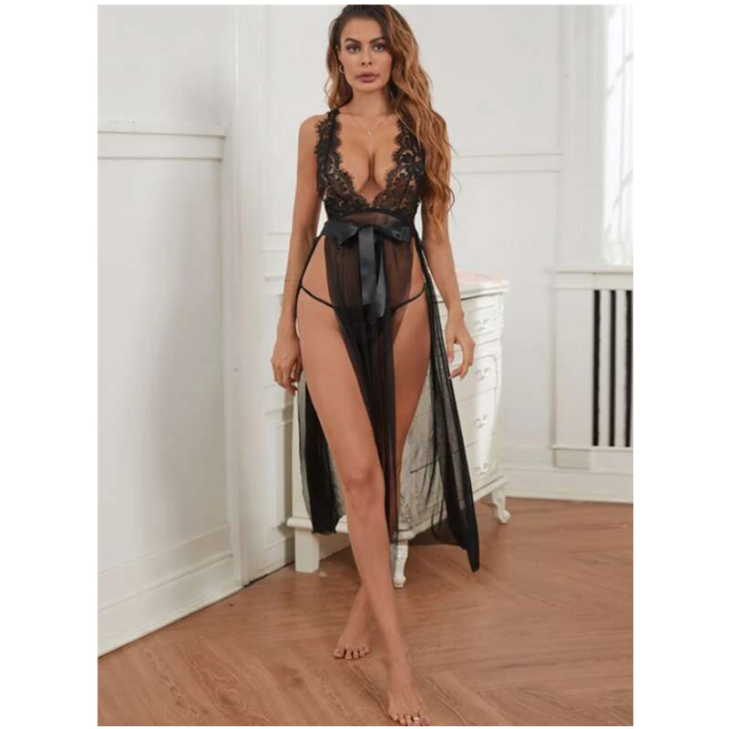 Lindiri sexy Rochie pentru femei Vezi prin rochie dantelă Rochie deschisă Piese de plasă Kimono