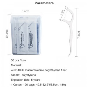 50 Picks Private Etichetă de înaltă calitate Dental Floss Box igiena orală Igiena înfășurată înfășurată înfășurată Pagina de scobitoare portabilă dentară portabilă