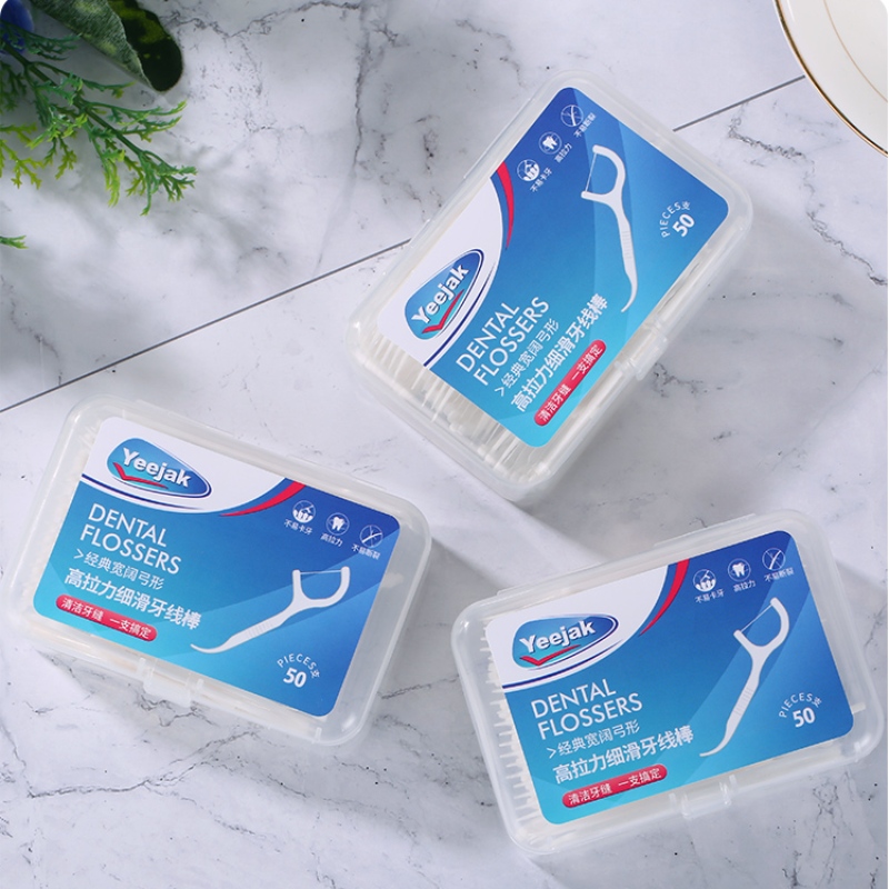 Etichetă privată Biodegradable de dinți de unică folosință Orală de unică folosință/woodsen/wheat paie/plastic flosser stick dentaral